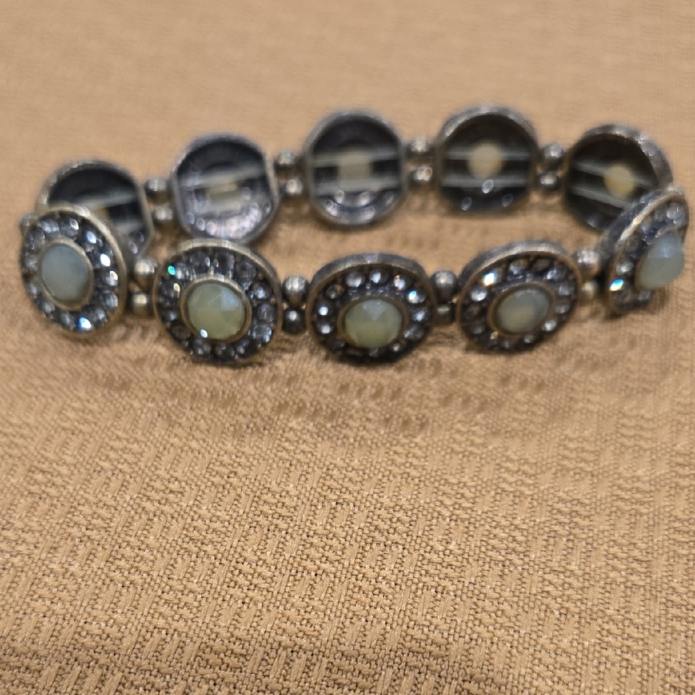 Elegant Silver and Green Bracelet
